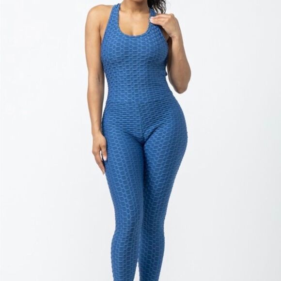 Blue Honeycomb Jumpsuit - Picture 3 of 6